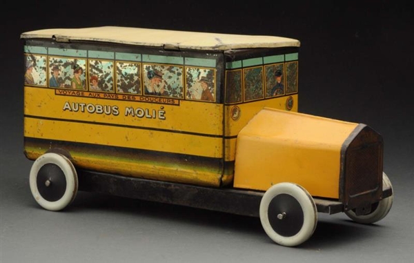 FRENCH TIN LITHO BISCUIT TIN BUS.                 
