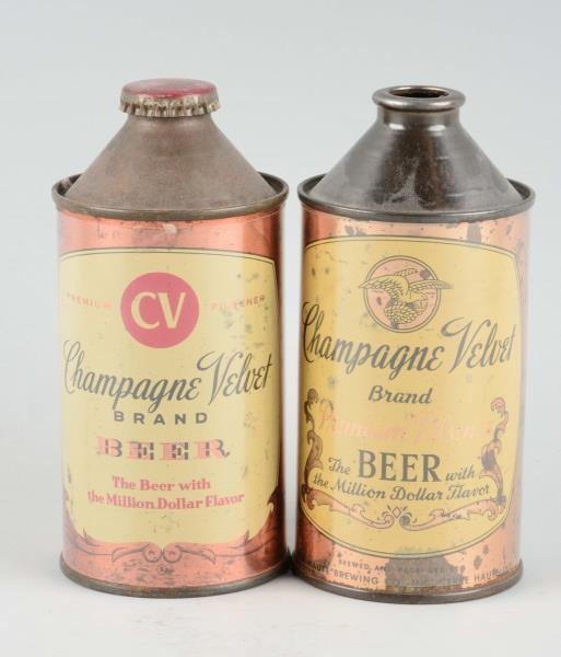 LOT OF 2: CHAMPAGNE VELVET BEER CONE TOP CANS.    