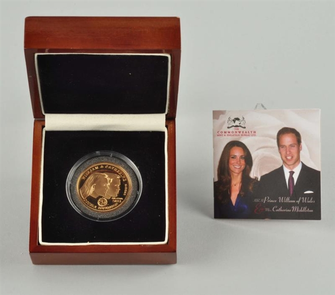 2011 PRINCE WILLIAM & KATE MIDDLETON GOLD COIN.   