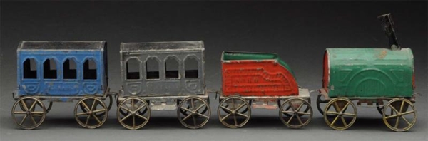 EARLY HANDPAINTED TOY PASSENGER TRAIN.            