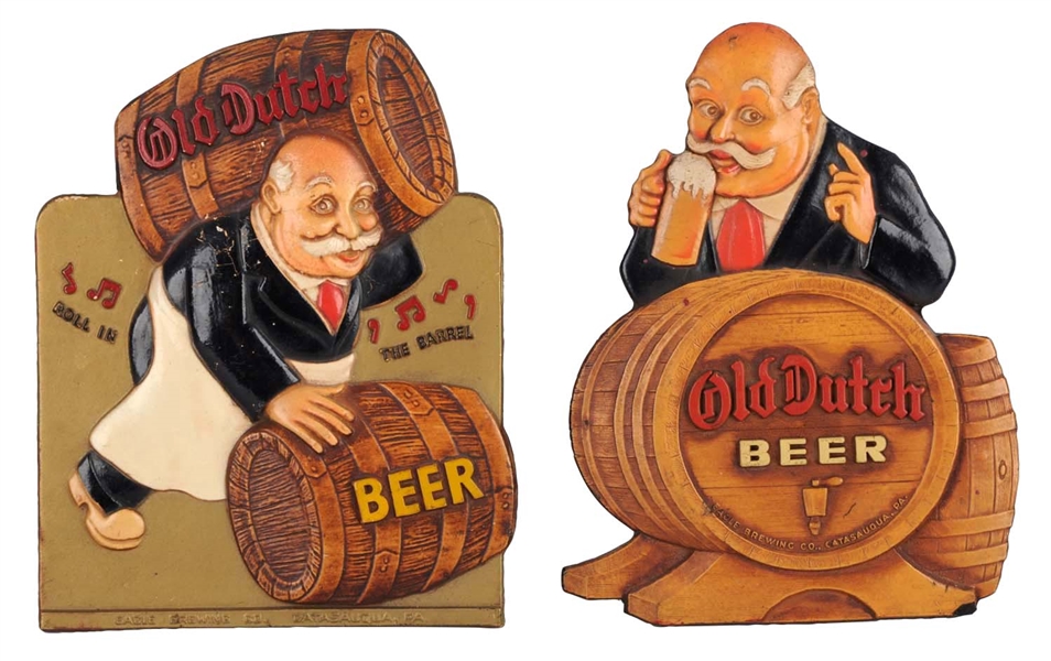 LOT OF 2: OLD DUTCH BEER COMPOSITE SIGNS.         