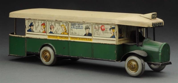 FRENCH TIN PLATE WIND-UP TOY BUS.                 