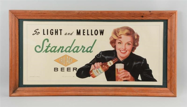 STANDARD TRU-AGE BEER PINUP GIRL LITHOGRAPH POSTER