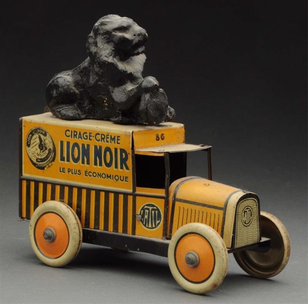SCARCE FRENCH TIN LITHO LION NOIR DELIVERY WAGON. 