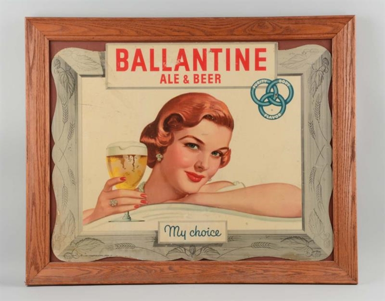 BALLANTINE ALE & BEER DIECUT PINUP GIRL SIGN.     