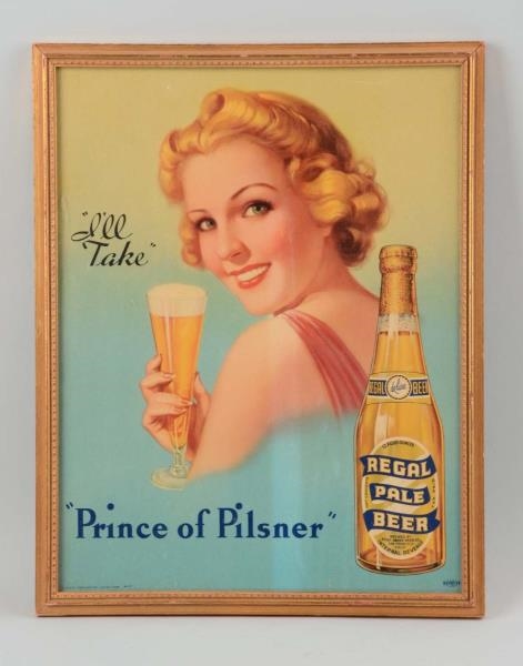 REGAL PALE BEER PINUP GIRL LITHOGRAPH.            