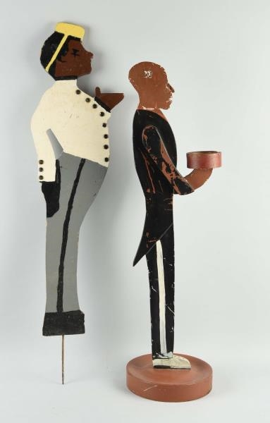 LOT OF 2: BLACK AMERICANA WOODEN STANDING BUTLERS.