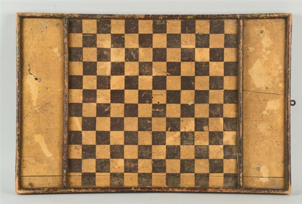 PRIMITIVE HAND MADE WOODEN CHECKERBOARD.          