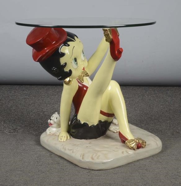 BETTY BOOP FIGURAL END TABLE WITH GLASS TOP       