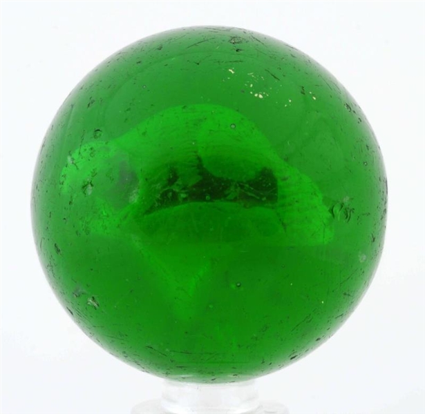 GREEN GLASS BEAVER SULFIDE MARBLE.                