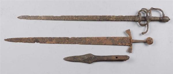 LOT OF 3:  EXCAVATED WEAPONS.                     