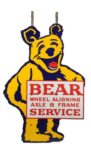LOT OF 2: BEAR ALIGNING AXLE & FRAME SERVICE SIGN.