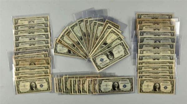 LOT OF 100: 1$ SILVER CERTIFICATES.               