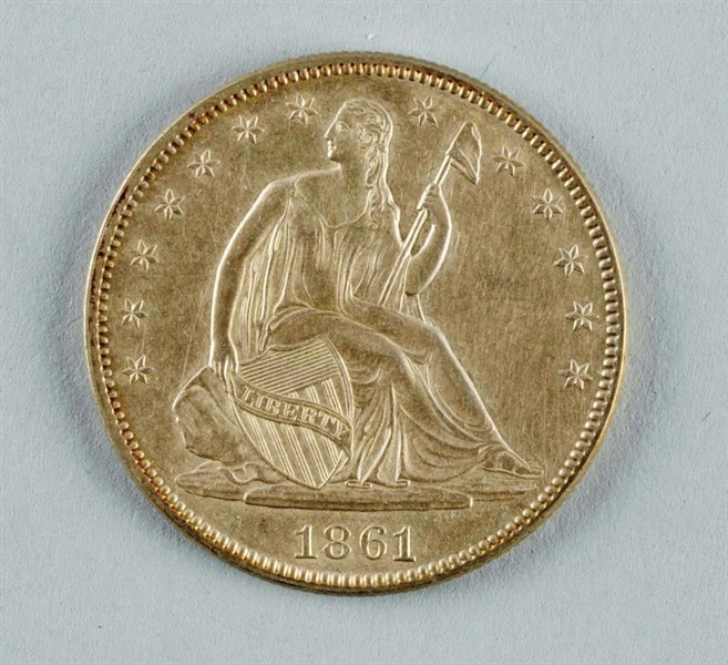 1861 SEATED LIBERTY HALF DOLLAR.                  