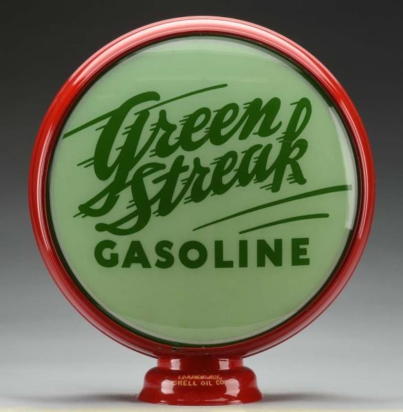 GREEN STREAK GASOLINE 15" SINGLE GLOBE LENS.      