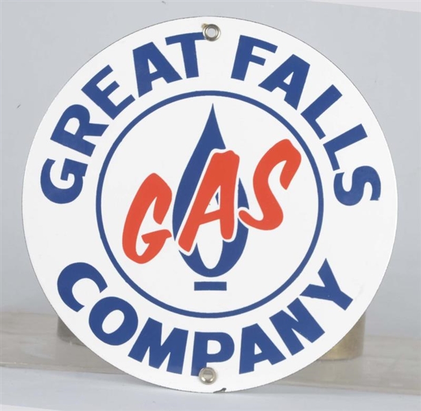 GREAT FALLS GAS CO. SINGLE SIDED PORCELAIN SIGN   