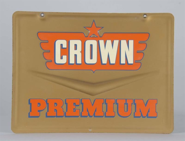 CROWN PREMIUM SINGLE SIDED EMBOSSED TIN SIGN      