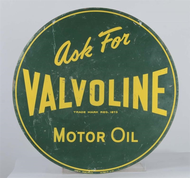 ASK FOR VALVOLINE MOTOR OIL DOUBLE SIDED TIN SIGN 