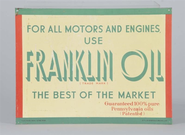 FRANKLIN MOTOR OIL SINGLE SIDED TIN SIGN          
