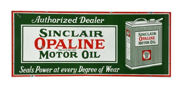 SINCLAIR OPALINE MOTOR OIL W/ CAN PORCELAIN SIGN. 