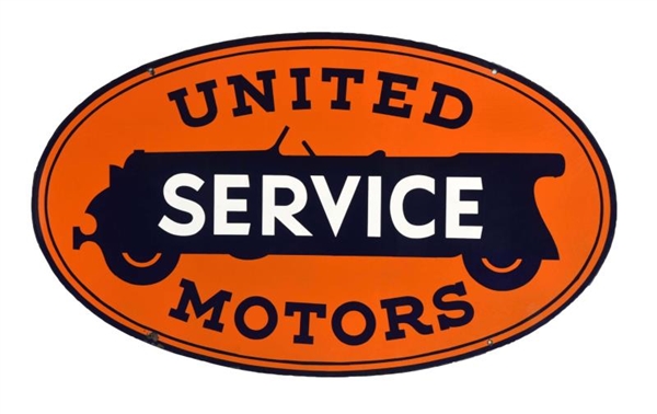 UNITED MOTOR SERVICE W/ TOURING CAR OVAL SIGN.    