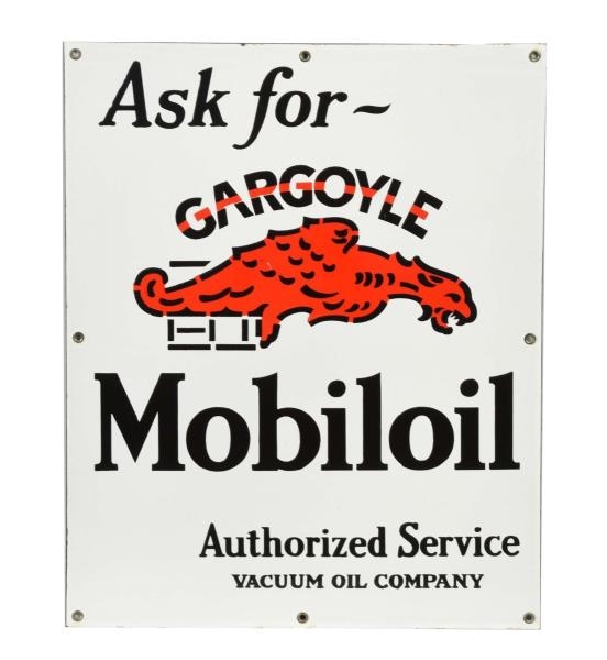 ASK FOR MOBILOIL WITH GARGOYLE PORCELAIN SIGN.    