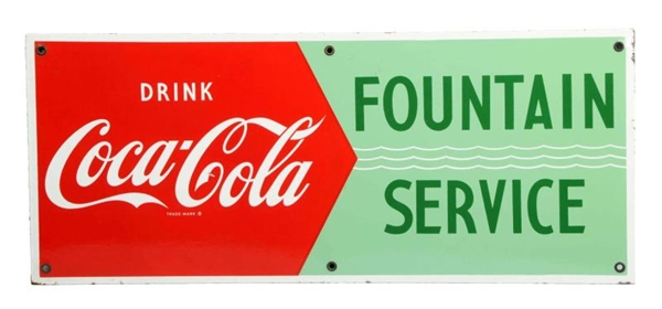 1950’S COCA-COLA FOUNTAIN SERVICE PORCELAIN SIGN. 