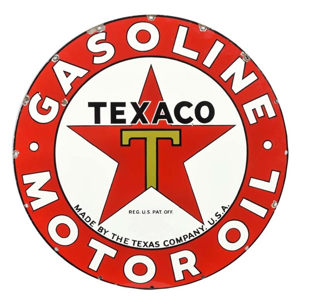 TEXACO (BLACK-T) GASOLINE MOTOR OIL SIGN.         