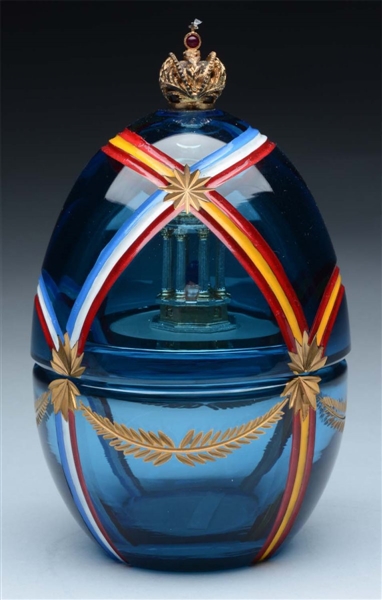 FABERGE EGG WITH STERLING HALLMARKS.              