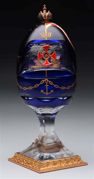 FABERGE EGG WITH SHIP INSIDE.                     