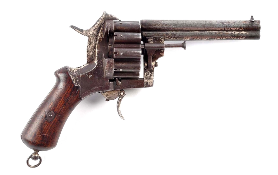 (A) RARE LEFAUCHEUX 20 SHOT PINFIRE REVOLVER.     