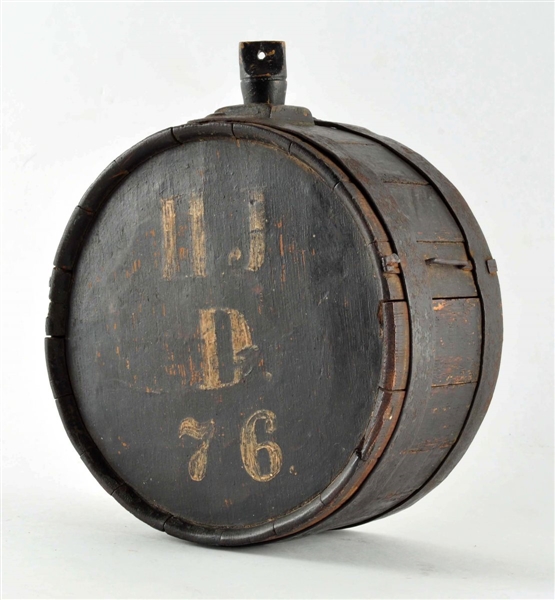 WOODEN BARREL CANTEEN.                            