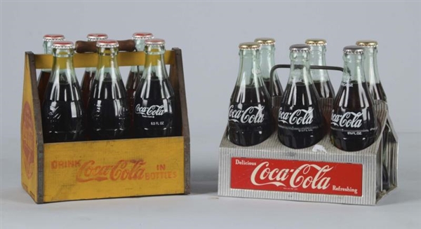 LOT OF 2: COCA COLA BOTTLE CARRIERS WITH BOTTLES  