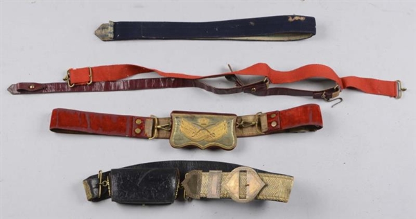  LOT OF 5:  MILITARY BELTS AND ACCESSORIES.       