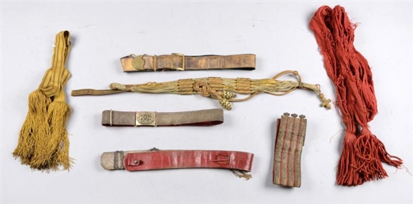 LOT OF 6:  MILITARY BELTS & ACCESSORIES.          