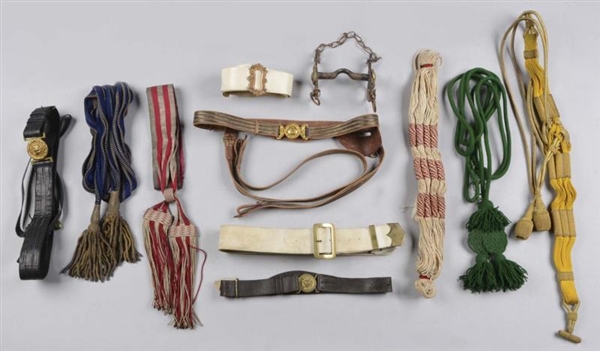 LOT OF 11:  MILITARY BELTS, SASHES & EQUIPMENT.   