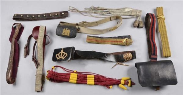 LOT OF 10: ASSORTED BELTS, SASHES & GIBERNES.     