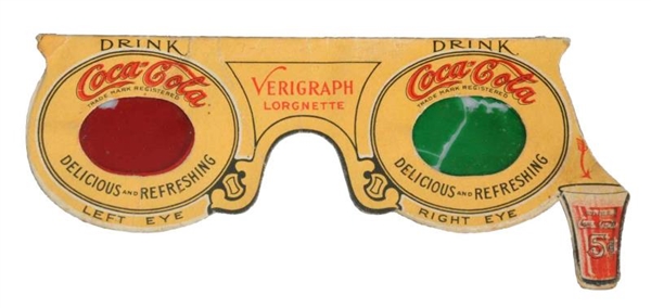 1914 COCA-COLA VERIGRAPH EARLY 3D GLASSES.        