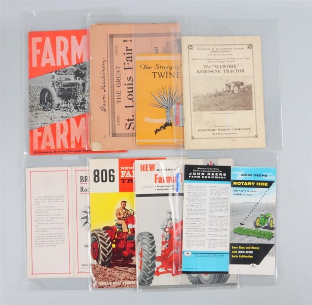 LOT OF 8: FARMING MACHINERY & IMPLEMENT CATALOGS. 