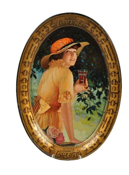 ADVERTISING COCA-COLA ASHTRAY WITH LADY IN HAT.   