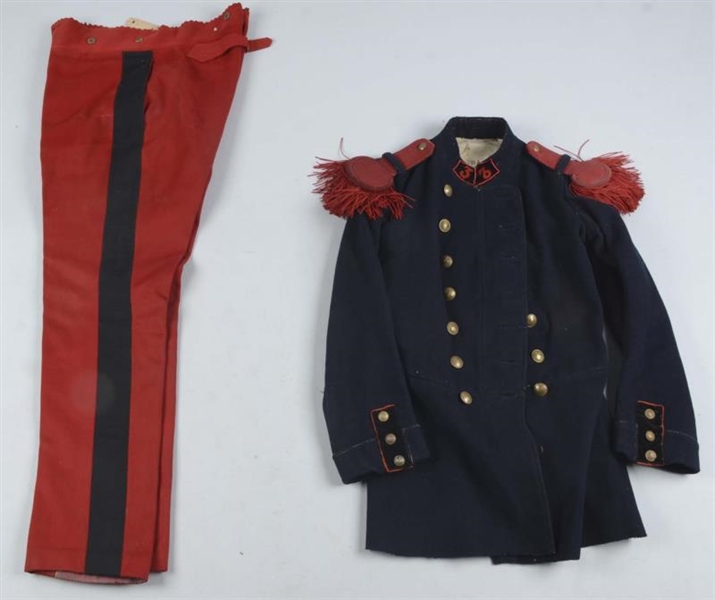 FRENCH ARTILLERY TUNIC WITH TROUSERS.             