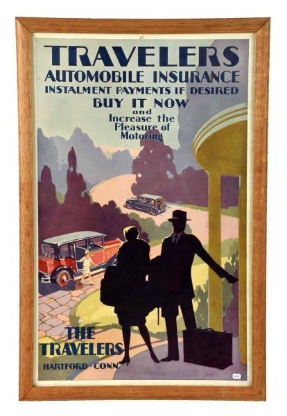 TRAVELERS AUTO INSURANCE W/ CARS POSTER.          