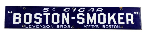 EARLY PORCELAIN BOSTON-SMOKER CIGAR STRIP SIGN.   