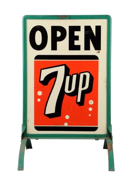 1950’S TIN 7 UP DOUBLE SIDED SIDEWALK SIGN.       