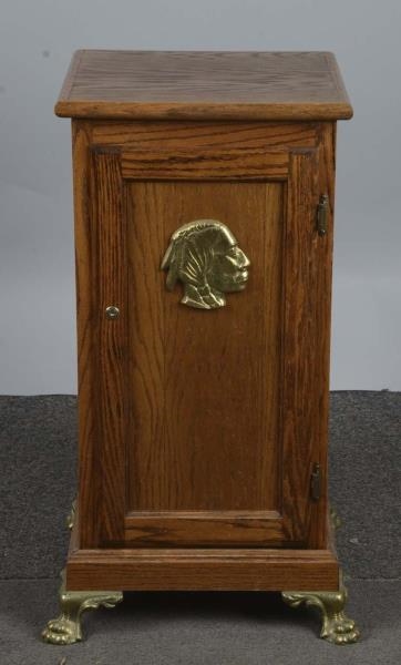 WOOD INDIAN FRONT SLOT MACHINE STAND              