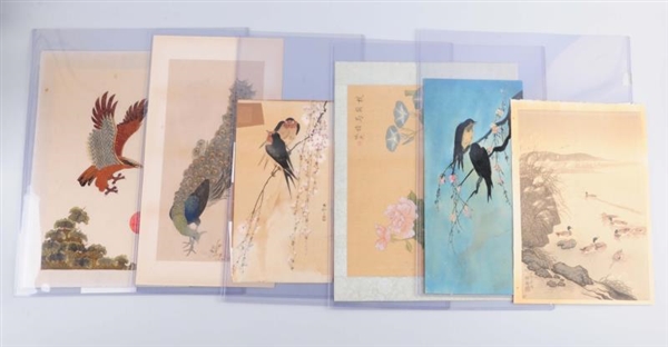 LOT OF 6: JAPANESE ARTWORK OF BIRDS.              