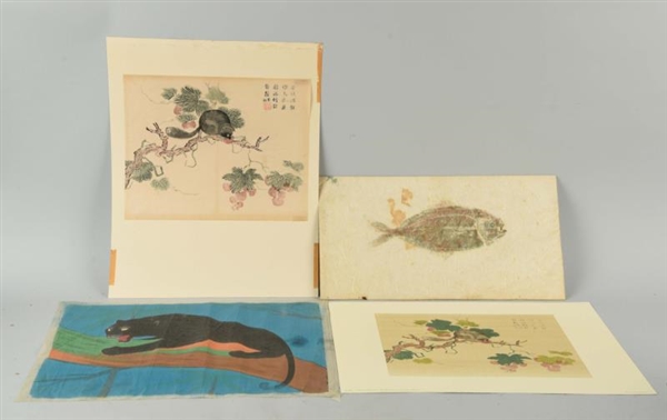 LOT OF 4: JAPANESE WOODBLOCK PRINTS WITH ANIMALS. 