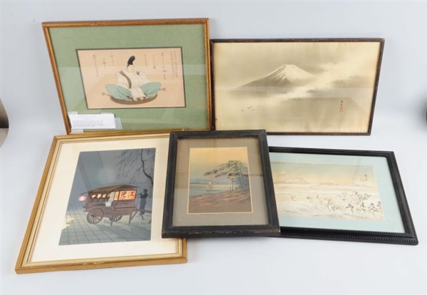 LOT OF 5: ASSORTED JAPANESE WOODBLOCK PRINTS.     