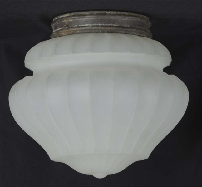 ANTIQUE LAMP WITH FROSTED GLASS SHADE             