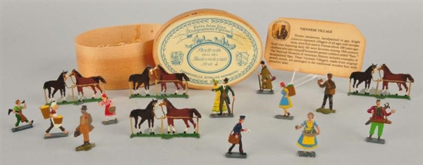14 METAL MINIATURE FLATS OF HORSES AND PEOPLE.    